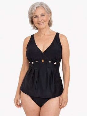 Fantasizer Black Swim Dress One Piece 16D Underwire Tummy Control